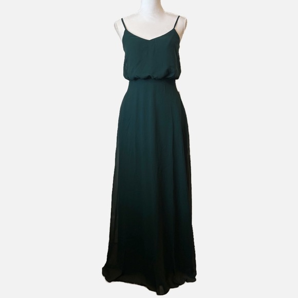 Birdy Grey Gwennie Chiffon Emerald Green Maxi Dress Small NWT - Picture 14 of 14